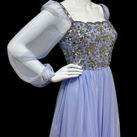 TEFFT'S MIAMI 1960s periwinkle blue chiffon evening gown
