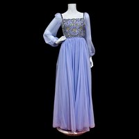 TEFFT'S MIAMI 1960s periwinkle blue evening gown, chiffon beaded gown