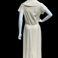 IRENE GALITZINE 1940s vintage oatmeal linen cocktail day dress