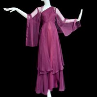 ROSE TAFT vintage evening gown, merlot poly chiffon gown, one shoulder with rhinestone cape