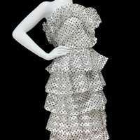 HANAE MORI 1980s vintage dress, black and white polka dot ruffled