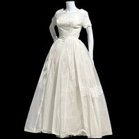 vintage 1950s wedding dress, white full length bridal ball gown with full skirt