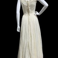 1940s vintage wedding gown dress, white lace princess ball gown
