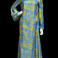 MARSHALL FIELD'S 1960s vintage SILK long floral caftan shift dress