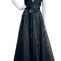 WOLF BROTHERS Florida, 1950s vintage black lace evening dress