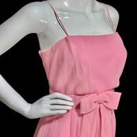 MISS ELLIETTE 1960s vintage pink pleated chiffon evening dress