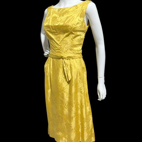 SUZY PERETTE 1960s vintage gold silk cocktail party dress