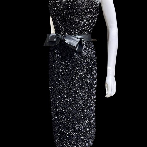 Victor Costa 1980s vintage black ribbon cocktail party dress