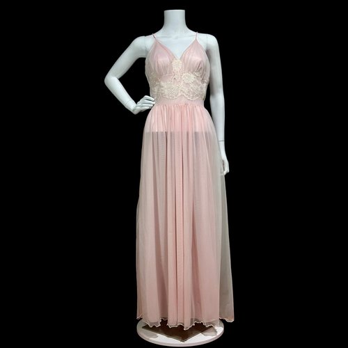 GLYDON'S Hollywood vintage 1950s nightgown, pale pink full length night dress