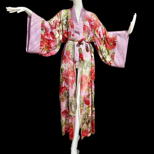 ADAGIO Patricia Fieldwalker, ALL SILK kimono style dressing gown robe