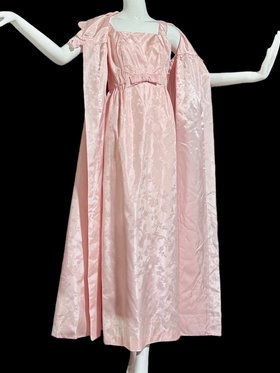 vintage pink damask gown and opera coat
