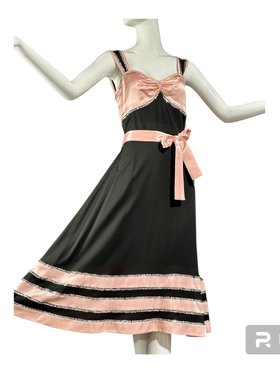 vintage evening slip Dress, TEMPERLEY LONDON Y2K 100% SILK Pink and Black sequin fit and flare cocktail party dress