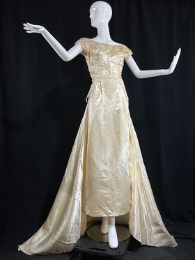 1940s vintage wedding gown slip dress, Candlelight silk satin sheath gown