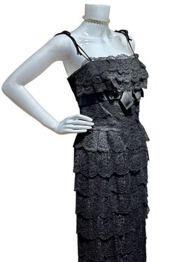 FERMAN-O'GRADY vintage 1950s Black Lace Cocktail Party Dress