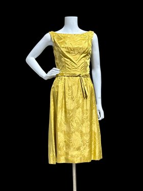 SUZY PERETTE 1960s vintage cocktail party dress, gold silk evening dress