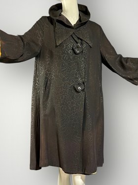1940s vintage evening swing coat, black opera coat duster