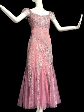 Bellville Sassoon evening gown in old rose tulle