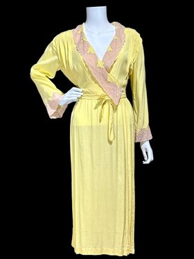 Antique 1920s canary yellow silk dress