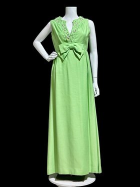 SAKS FIFTH AVENUE 1960s vintage evening dress, fern green 
