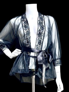 BLANCHE 1960s vintage babydoll lingerie set, sheer robe and panty set