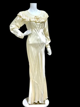 1930s vintage wedding dress, liquid satin sheath bridal gown